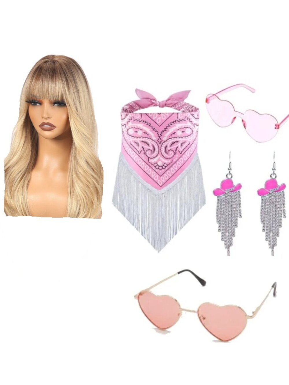 Set of Cowgirl Costume Accessories and Wig